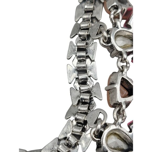 Stella & Dot Callie Statement Necklace 21" Silver Tone Bib Style Rhinestones - Picture 16 of 16